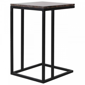 Masuta de cafea dreptunghiulara din marmură si metal Dalton 66x45x40 cm maro - Img 1