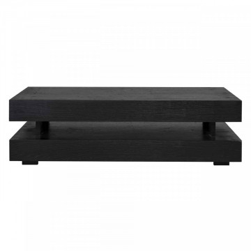 Masuta de cafea dreptunghiulara din stejar cu spatiu de depozitare Oakura 43x150x80 cm neagra - Img 4