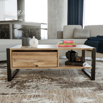 Masuta de cafea dreptunghiulara Haldizen cu sertar si spatiu de depozitare 105x55 cm - Img 3