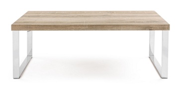 Măsuță de cafea dreptunghiulară Kenya, blat MDF cu efect de lemn și picioare din oțel cromat, 100x50x38 cm - Img 3