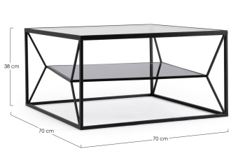 Măsuță de cafea Hydra, pătrată, cu blat din sticlă securizată și cadru din oțel vopsit epoxidic, dimensiuni 70 x 70 cm, înălțime 38 cm - Img 2