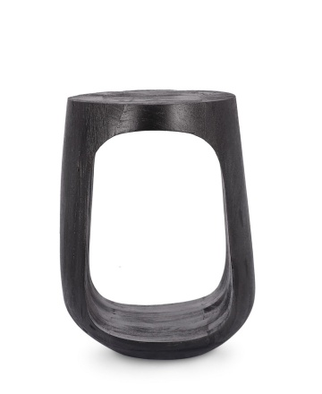 Măsuță de cafea Lopez, rotundă, din lemn de mango, neagră, diametru 33 cm - Img 3