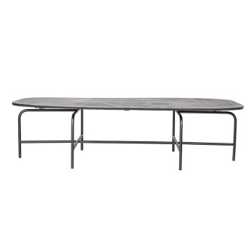 Masuta de cafea ovala din lemn si metal Henry 147x70x38 cm gri - Img 1