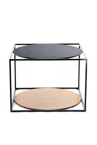 Masuta de cafea patrata cu spatiu de depozitare Cody 50x50x36 cm maro/negru - Img 2