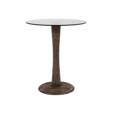 Masuta de cafea rotunda din lemn de mango si sticla Boogie 60x60x70 cm maro