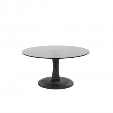 Masuta de cafea rotunda din lemn de mango si sticla Boogie 70x70x35 cm neagra