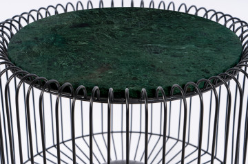 Masuta de cafea rotunda din marmura si fier Malibu 51x51x56,5 cm verde/negru - Img 3