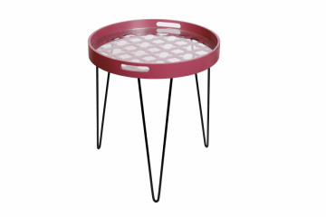 Masuta de cafea rotunda din metal River 50x50x40 cm rosie - Img 1