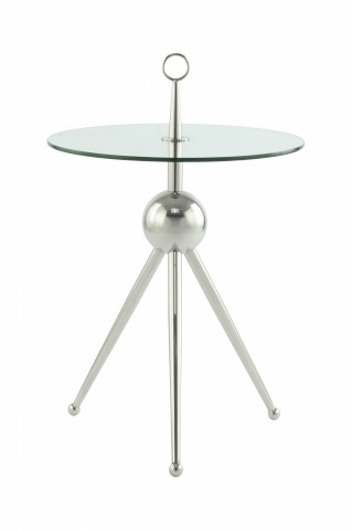 Măsuță de cafea rotunda din sticla 70 cm argintiu