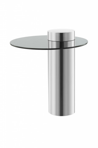 Măsuță de cafea rotunda din sticla si otel Ontario 52 cm gri