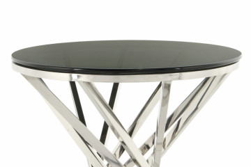 Masuta de cafea rotunda din sticla Wesley 50x50x55 cm negru/argintiu - Img 5