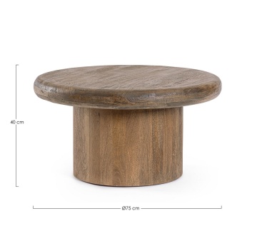 Măsuță de cafea rotundă Lopez, din lemn de mango, cu finisaj nitrocelulozic, maro, diametru 75 cm, înălțime 40 cm - Img 2