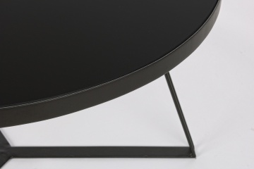 Măsuță de cafea Zaira, rotundă, cu blat din sticlă și cadru metalic, neagră, diametru 70 cm, înălțime 38 cm - Img 3