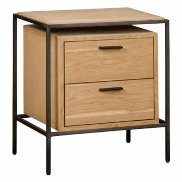 Noptiera Pineto furnir de stejar cu metal 56 cm