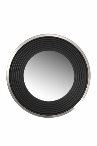 Oglindă rotunda cu rama din fier si MDF negru/argintiu 3x38x38 cm