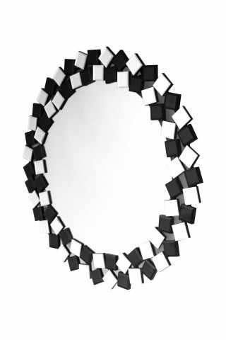 Oglinda rotunda Mosaic Argintiu / Negru, - Img 2