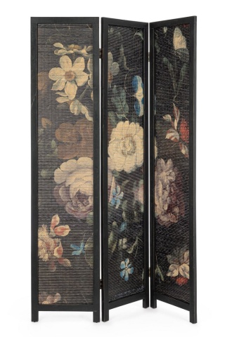 Paravan cu 3 panouri Sayuri, pliabil, din bambus și lemn de brad, natural, 120x180 cm