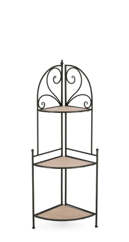Raft de colț Guenda, cu 3 rafturi, pliabil, metalic și MDF, negru, 49x33x126 cm - Img 2