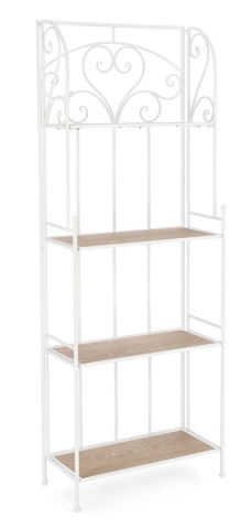 Raft Guenda, 4 polițe, pliabil, din metal și MDF, vopsit electrostatic, alb, 59x28x167 cm