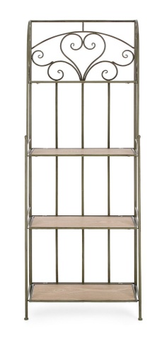 Raft Guenda cu 4 polițe, pliabil, din metal și MDF, verde închis, 59x28x167 cm - Img 3
