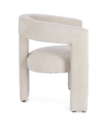 Scaun cu brațe Arabella, din stofă bouclé, alb , 64x56x75 cm - Img 5