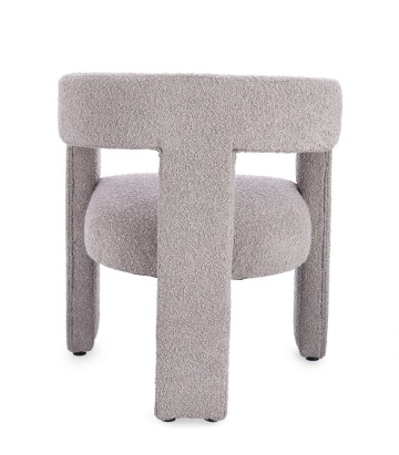 Scaun cu brațe Arabella, din stofă bouclé, gri perlat, 64x56x75 cm - Img 4