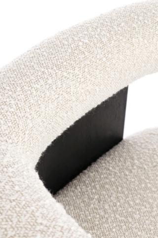 Scaun cu brațe, din material textil buclat, Negru/crem, 70x60x71 cm - Img 7