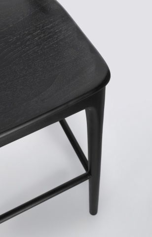 Scaun de bar Miley, din lemn de tec, negru, 48x51.5x102 cm - Img 7