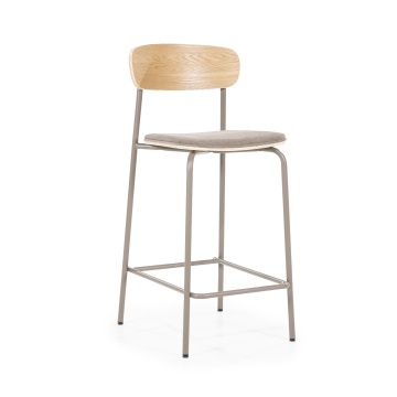 Scaun de bar Skoladin lemn de frasin taupe 95 cm - Img 11
