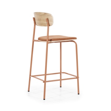 Scaun de bar Skoladin lemn de frasin teracota 95 cm - Img 7