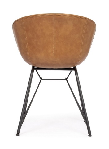 Scaun Nordic din piele ecologică, maro, 59 x 54.5 x 80 cm - Img 4