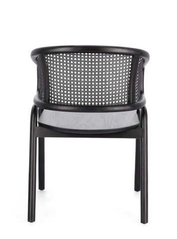 Scaun vintage Keith cu brațe, lemn de tec și ratan, negru, 56 x 60.5 x 83 cm - Img 5