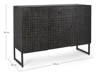 Servanta 120 cm, cu 2 uși și 3 sertare, din lemn și oțel, 120x38x85 cm - Img 2