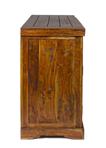 Servanta Chateaux, cu 3 uși și 3 sertare, din lemn masiv de acacia, finisaj rustic antichizat, 160x50x90 cm - Img 5