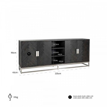 Servanta din stejar Blackbone 225 cm, 4 usi - Img 4
