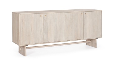 Servanta Elishaeva, cu 4 uși, din lemn masiv de mango și MDF, 180x45x80 cm