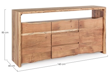 Servanta Eneas, cu 2 uși și 3 sertare, din lemn de acacia, 160x45x85 cm - Img 2