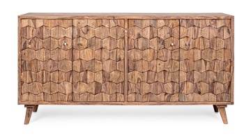 Servanta Kant, cu 4 uși, din lemn de sheesham, finisaj natural, 177x40x90 cm - Img 3