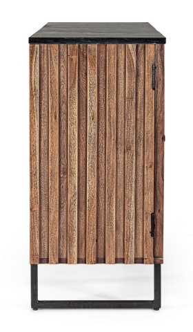 Servanta Norfolk stil vintage, cu 2 uși și 3 sertare, din lemn de acacia, cu blat de marmură și picioare din oțel, 120 x 38 x 85 cm - Img 5