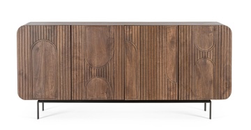 Servanta Orissa, 4 uși, din lemn de mango și oțel, 180x42x82 cm - Img 3