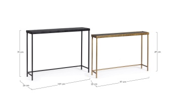 Set 2 console YAMIR, din oțel vopsit epoxidic cu blat din sticlă securizată - Img 2