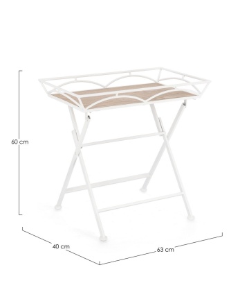 Set 2 Măsuțe de cafea Guenda pliabile, din oțel și MDF, vopsit epoxidic, alb, 63x40x60 cm - Img 2