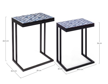 Set 2 măsuțe de cafea Neapolis, cu cadru metalic și blat imprimat, 40.5x30x56 cm și 45.5x33x62.5 cm - Img 2