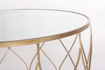 Set 2 Măsuțe de cafea rotunde Elenor, metal și sticlă, diametre 66 și 71 cm - Img 3