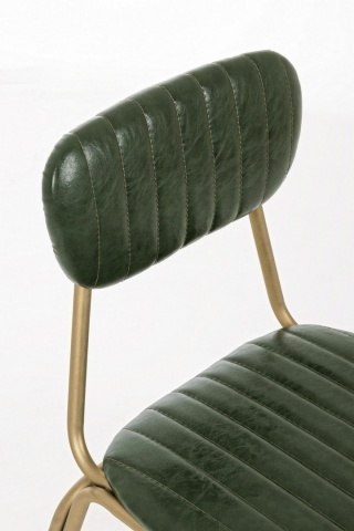 Set 2 scaune tapițate, cu ținte metalice, din piele ecologică și metal, verde închis, 44 x 55 x 80 cm - Img 6