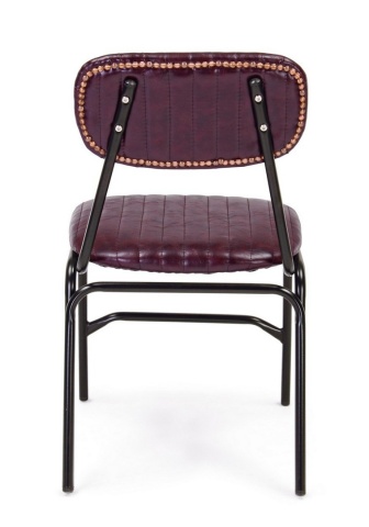 Set 2 scaune vintage cu ținte metalice, tapițate cu piele ecologică, bordo, 44 x 55 x 78 cm - Img 4