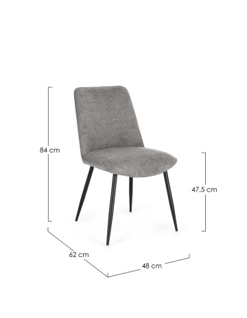 Set 4 scaune scaune Cora, tapițate cu material textil, picioare din oțel, gri închis - Img 3
