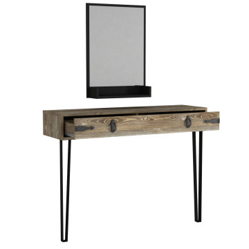 Set consola din pal melaminat Goldy lemn bej 120 cm si oglinda 45 cm - Img 6