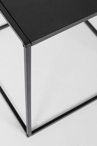 Set de 2 Măsuțe de cafea Alrik, Pătrate, din Oțel Vopsit electrostatic, Negru, 34x34x37 cm și 38x38x41 cm - Img 4