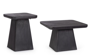 Set de 2 măsuțe de cafea pătrate Fuji, din lemn de mango cu finisaj nitrocelulozic, 60x60x40 cm, 40x40x50 cm
